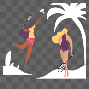 女子沙滩羽毛球高清图片
