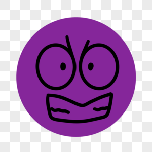 紫色圆脸可爱蜡笔画表情线条图片