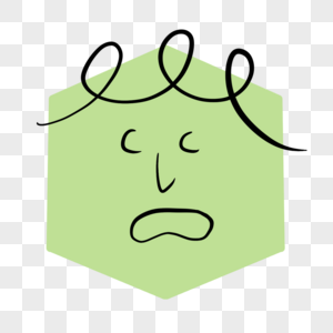 淡绿色六边形可爱蜡笔画表情线条图片