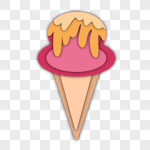 美味爆浆粉色剪纸风格冰淇淋图片