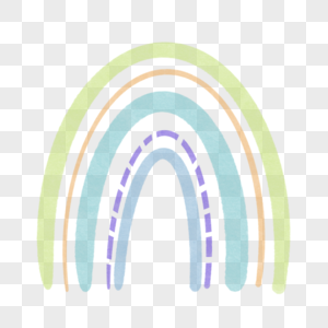拱形蓝色线条水彩波西米亚风格彩虹图片