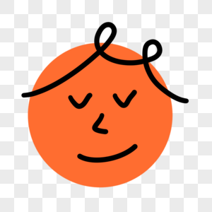 闭眼睡觉的橙色可爱蜡笔画表情线条图片