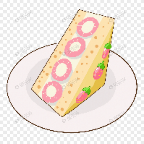 草莓奶油夹心像素艺术蛋糕图片