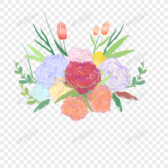 彩铅绘制鲜花花朵花束图片