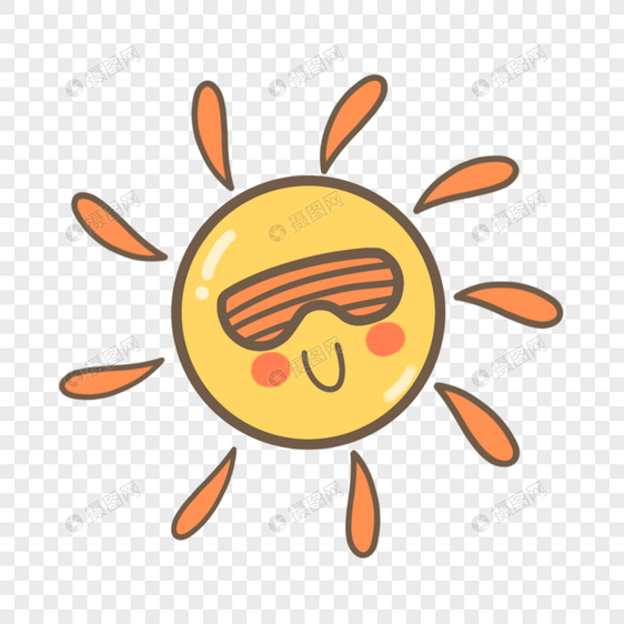 戴着眼罩的卡通可爱太阳图片