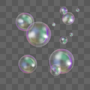 多个透明彩色泡泡图片