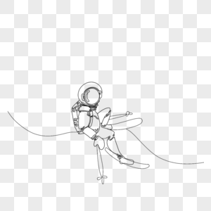 线条画宇航员滑雪图片