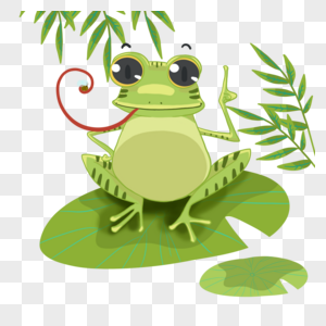 卡通夏季荷塘绿色可爱青蛙图片