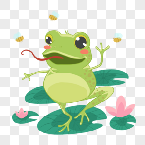 夏季卡通可爱吃虫子的青蛙图片