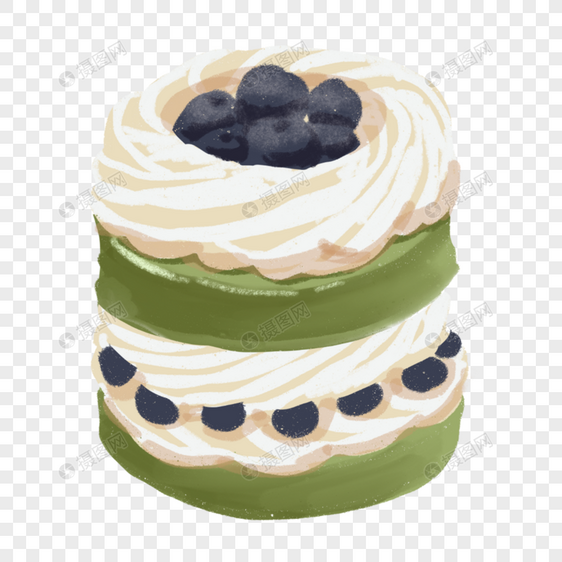 抹茶甜品蓝莓双层蛋糕图片