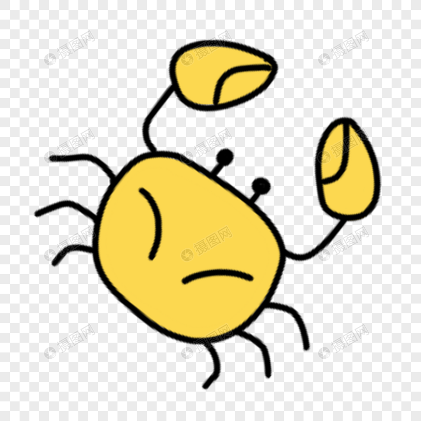卡通夏季黄色小螃蟹图片