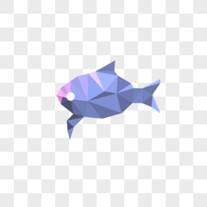 蓝粉立体形状低聚抽象鱼图片