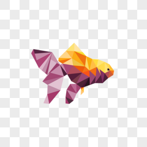 黄紫色立体三角低聚抽象鱼图片
