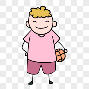 粉色t恤卡通可爱男孩篮球剪贴画图片