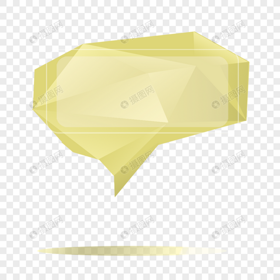 黄色不规则玻璃立体气泡对话框图片
