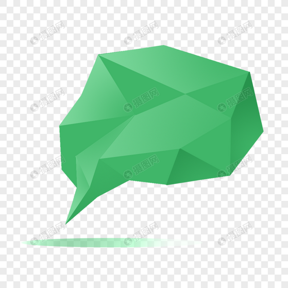 绿色抽象棱角立体气泡对话框图片