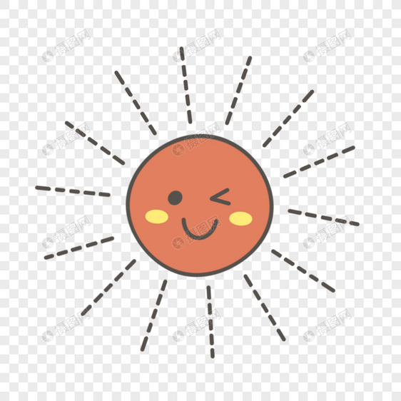 眨眼睛晒黑了的可爱卡通太阳图片