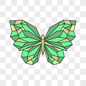 翠绿配色立体几何蝴蝶图片