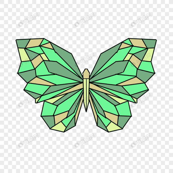 翠绿配色立体几何蝴蝶图片
