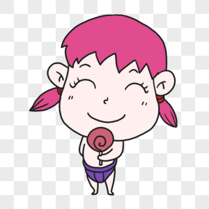 粉色头发可爱婴儿卡通开心大笑表情包图片