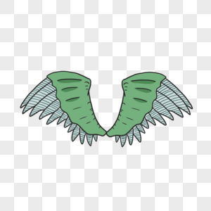 绿色手绘卡通插图翅膀羽毛剪贴画图片