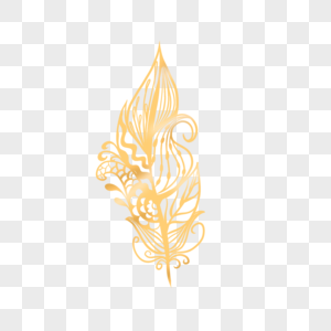 金色镂空羽毛抽象装饰花纹图片