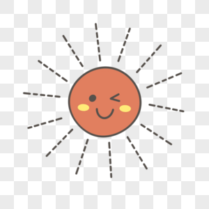 眨眼睛的红色卡通太阳图片