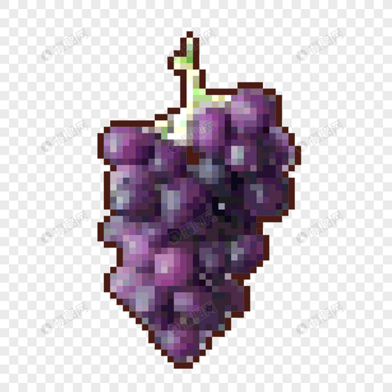 卡通像素水果美味紫色葡萄图片