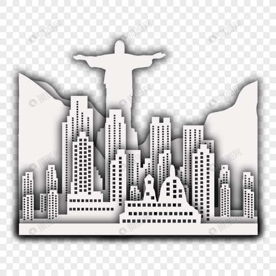 巴西城市剪纸山脉精美图片