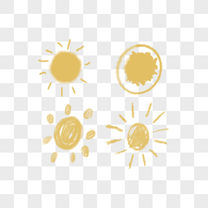 黄色发光涂鸦太阳图片