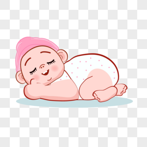 卡通婴儿睡觉粉色头发宝宝图片
