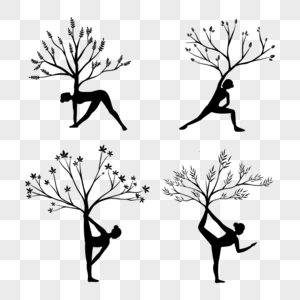 做瑜伽的人与树的结合图片