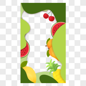 夏季绿色色块水果边框图片