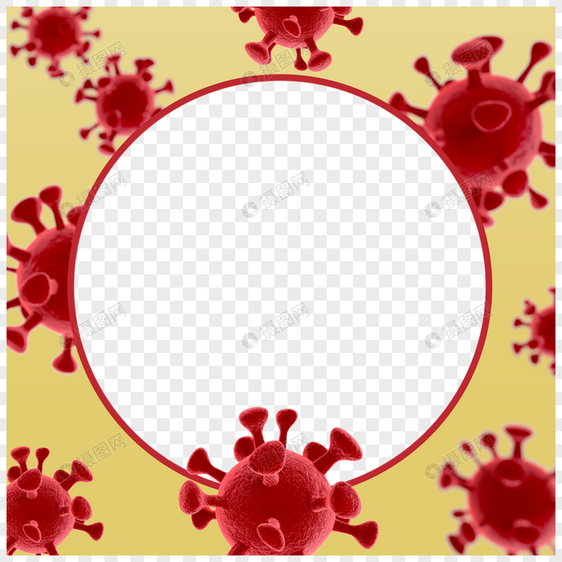 3d红色新型冠状facebook圆形边框图片