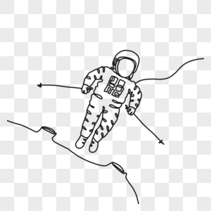 宇航员滑雪太空线条画高清图片