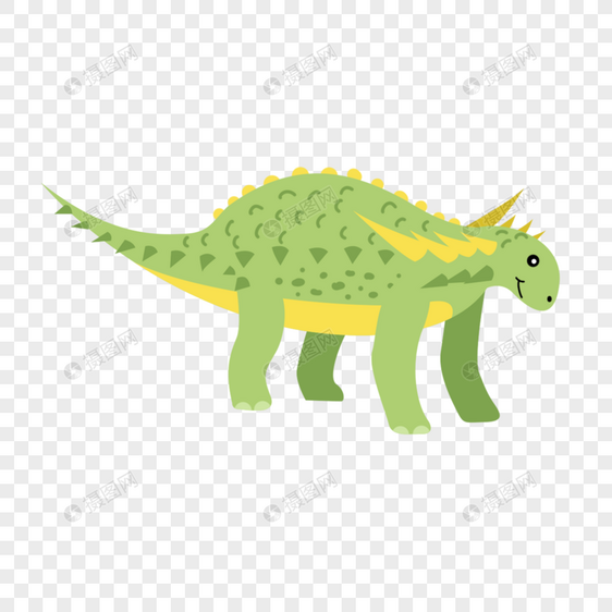可爱手绘绿色尖角恐龙图片