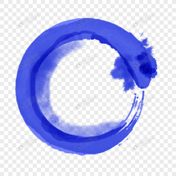 蓝色半圆弧水彩边框图片