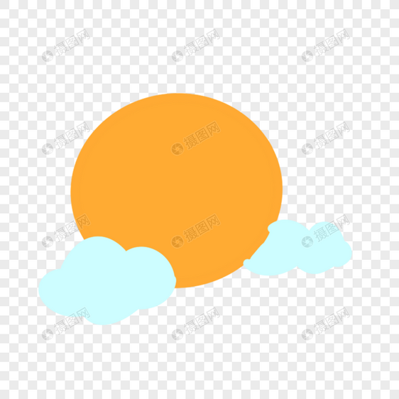 金黄月亮云朵可爱天气图标图片
