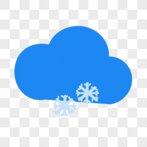 蓝色云彩和雪花可爱天气图标图片