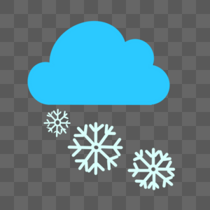 蓝色云朵和雪花可爱天气图标图片