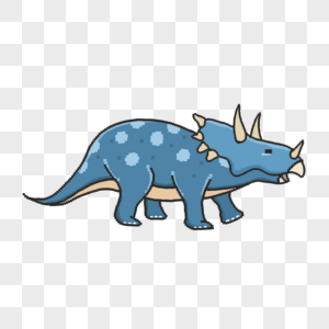 蓝色可爱卡通像素恐龙图片