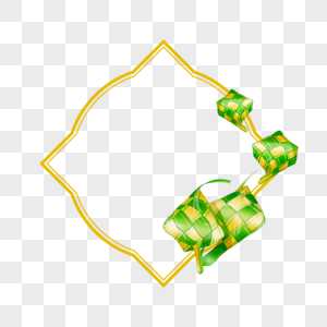 绿色几何ketupat框架图片