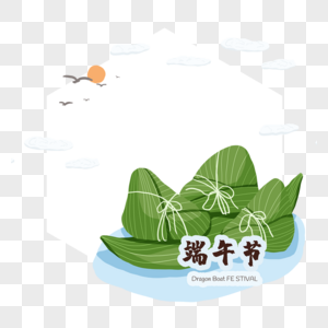 端午节绿色粽子创意山水风格圆形节日边框图片