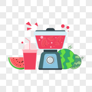 水果榨汁机扁平风格西瓜饮料图片