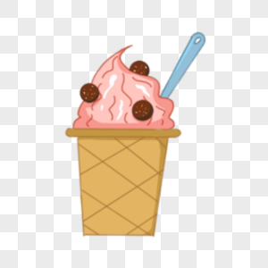 粉色冰激凌甜品夏季卡通剪贴画图片