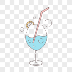 蓝色气泡饮料夏季卡通剪贴画图片