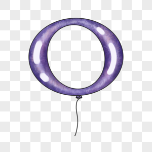 紫色渐变水彩音符字母气球图片
