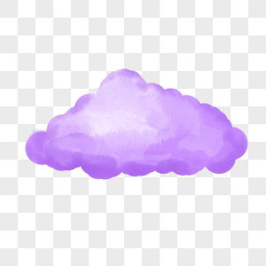 浅紫色晕染云朵水彩可爱剪贴画图片