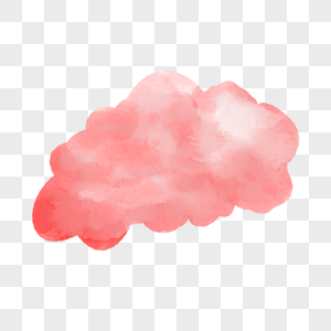 红色渐变晕染云朵水彩剪贴画图片