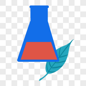 蓝色橙色锥形瓶卡通教学器材图片